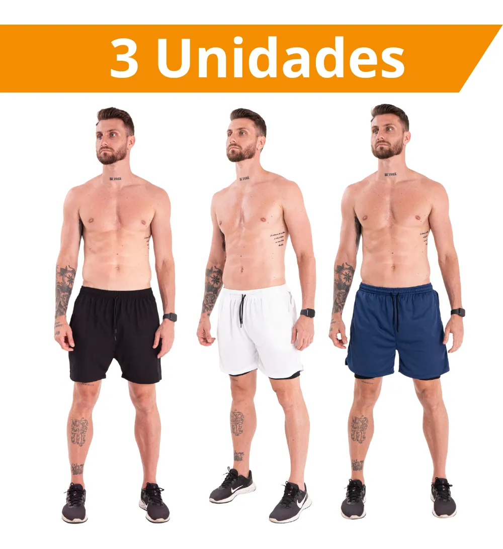 Pack 4 Shorts Deportivos Térmicos Hombre 2 en 1 con Compresión (Paga 2 y Llévate 3)