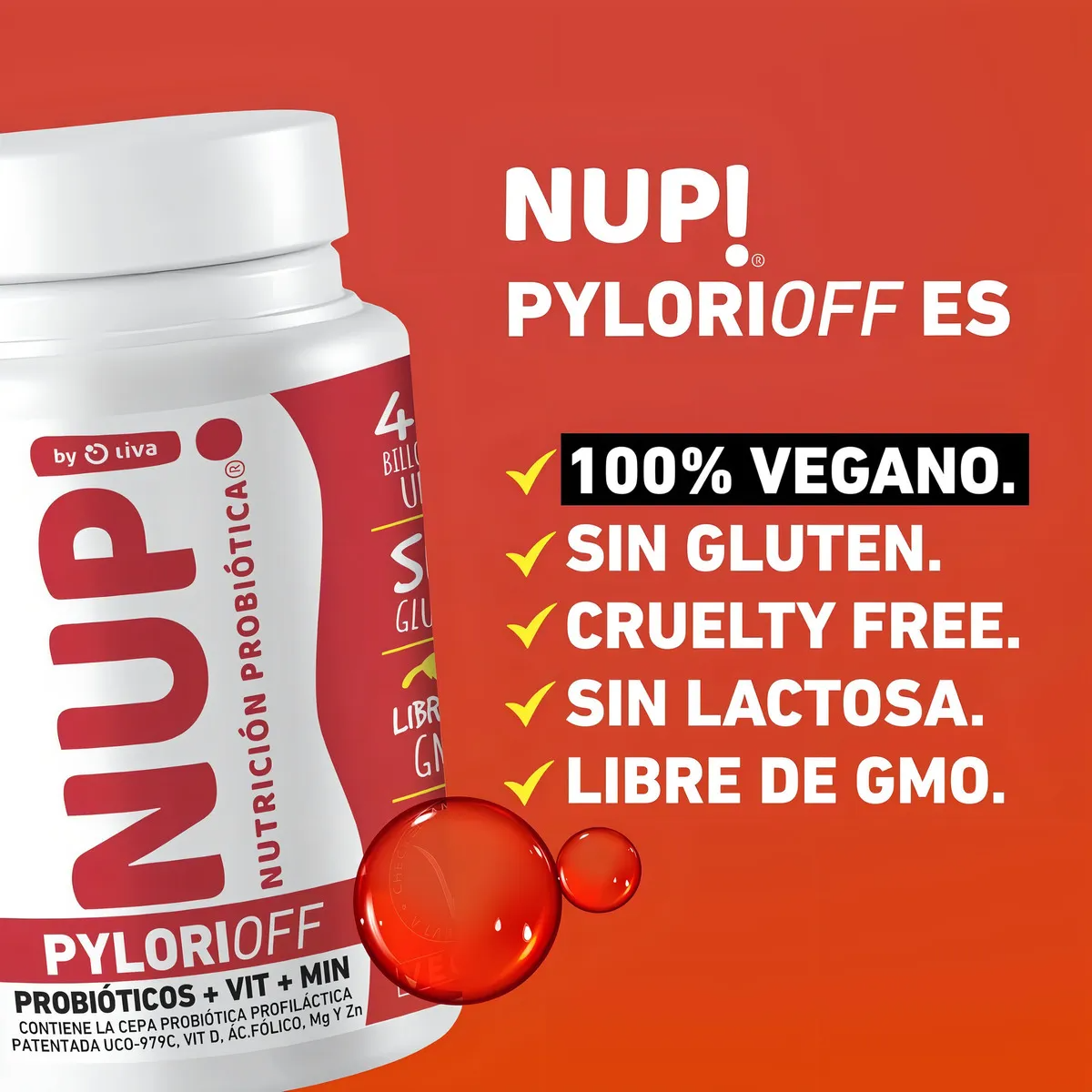 Nup Probiotico Pylori Off 30 cap Sin Sabor