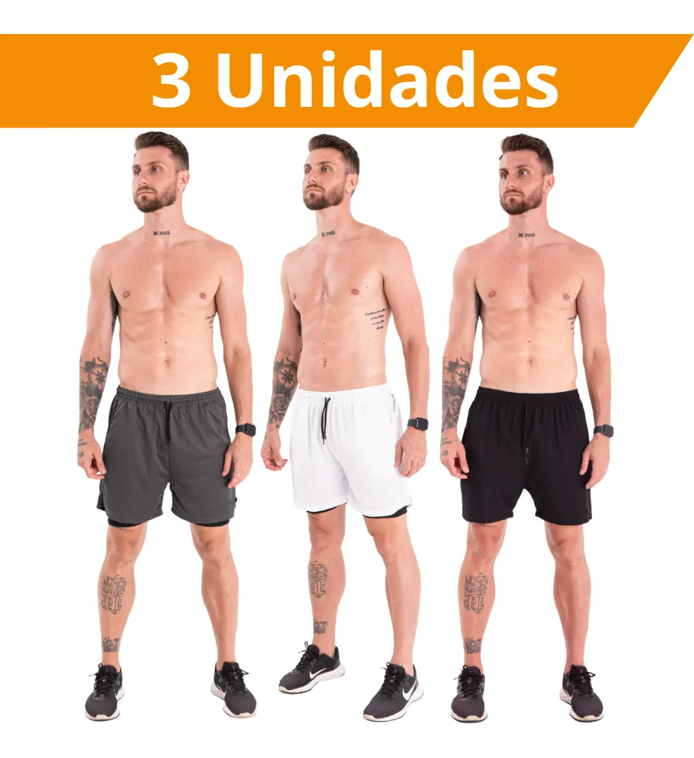 Pack 4 Shorts Deportivos Térmicos Hombre 2 en 1 con Compresión (Paga 2 y Llévate 3)