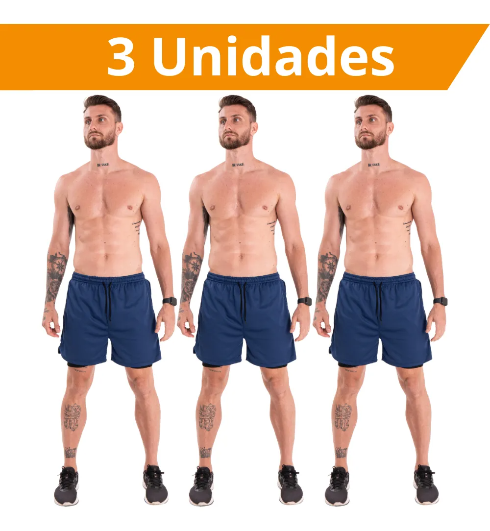 Pack 4 Shorts Deportivos Térmicos Hombre 2 en 1 con Compresión (Paga 2 y Llévate 3)